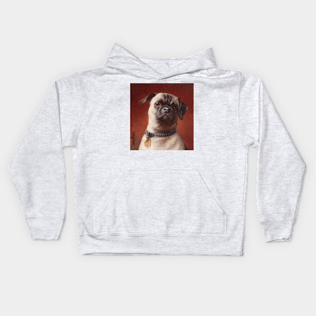 Portrait of a Pug (circa 1900) by Carl Reichert Kids Hoodie by Naves